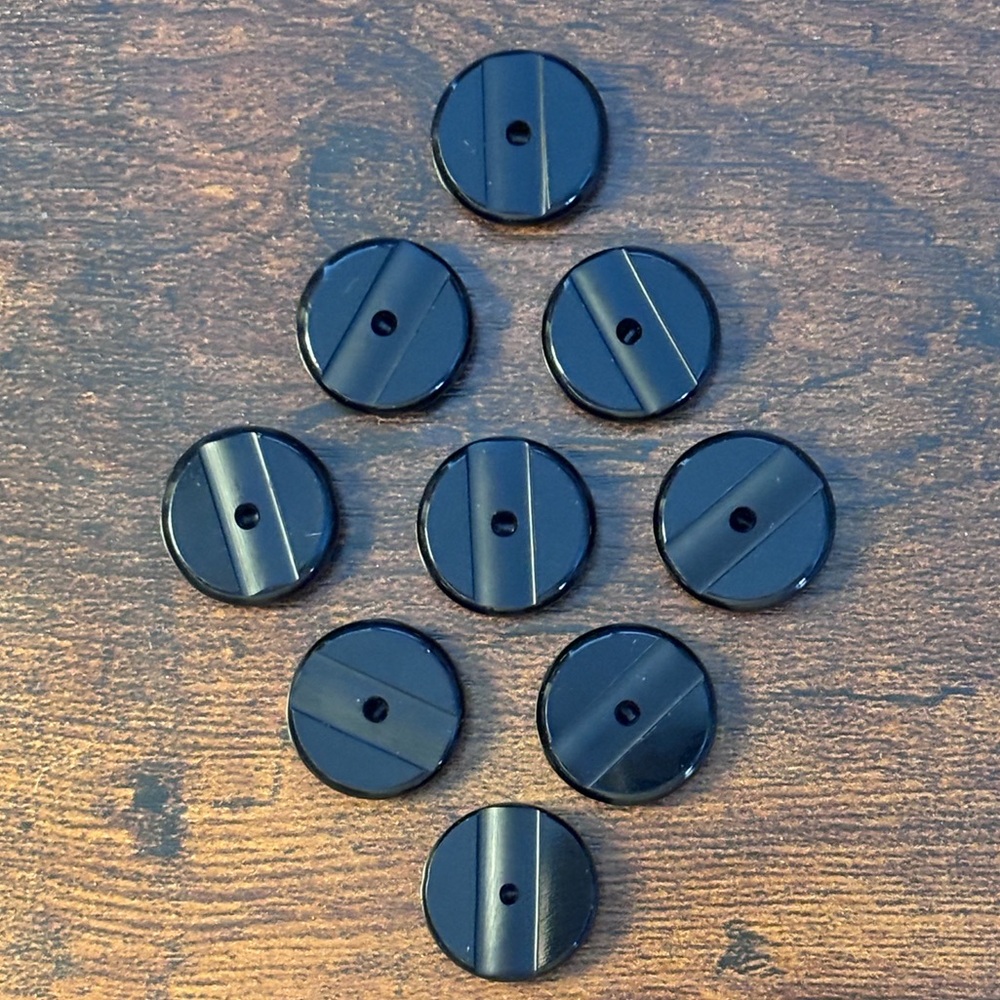 Vintage Victorian Black Glass Ridge Top Whistle Buttons Lot (qty 9)
